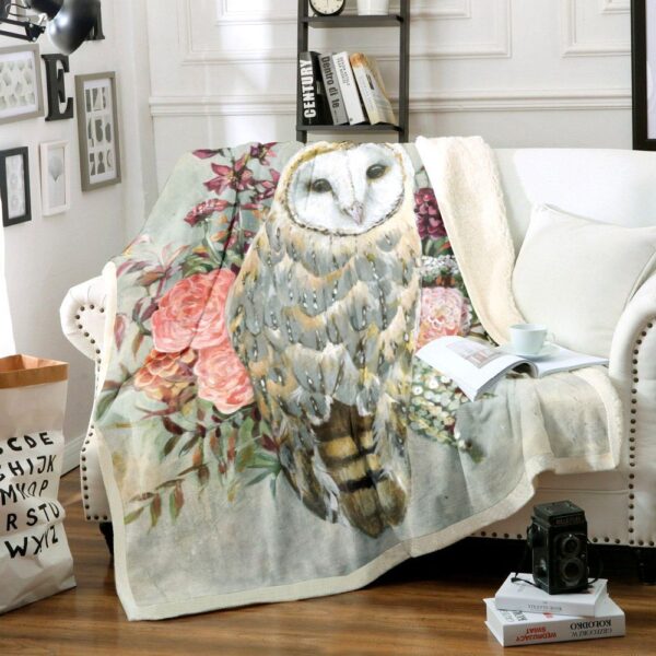 Owl Fleece Blanket Sherpa Blanket