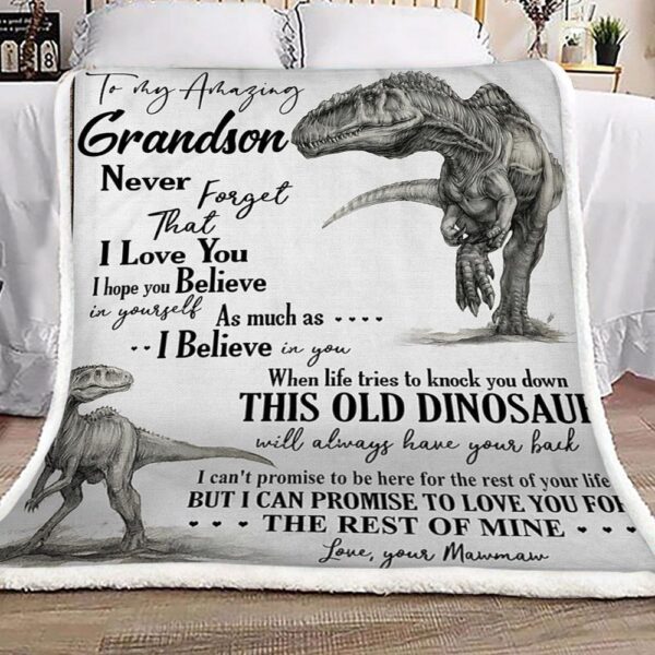 Dinosaur Mawmaw To Grandson Fleece Blanket Sherpa Blanket