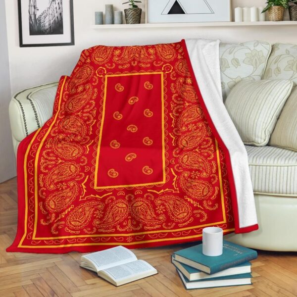 Red And Gold Bandana Fleece Blanket Sherpa Blanket