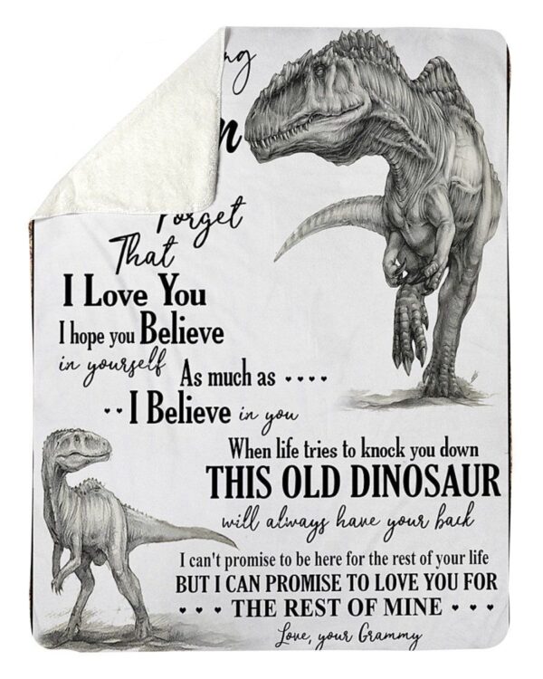 Dinosaur Grammy To Grandson Fleece Blanket Sherpa Blanket