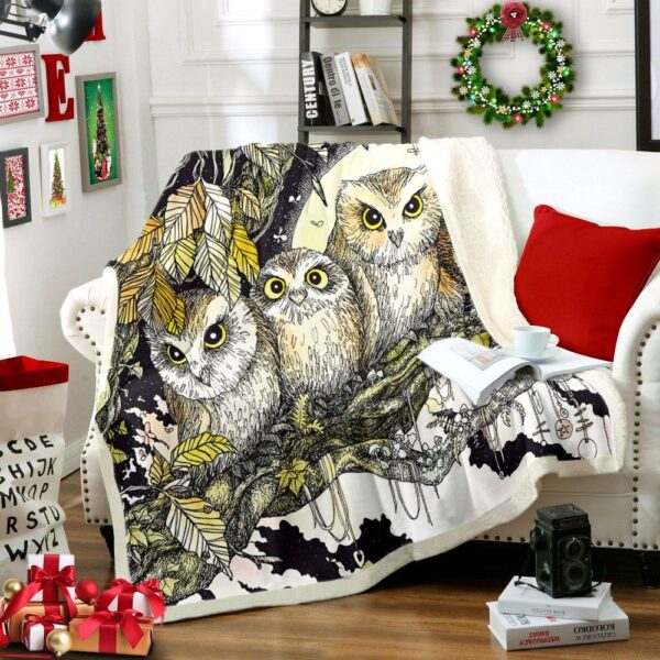 Owl Fleece Blanket Sherpa Blanket