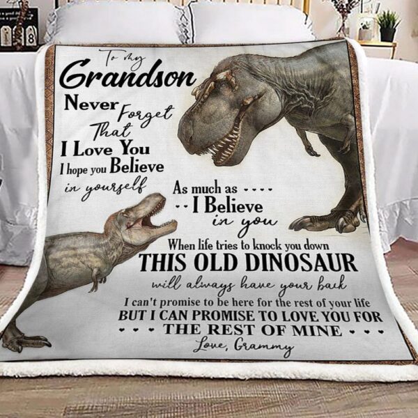 Dinosaur Grammy To Grandson Fleece Blanket Sherpa Blanket