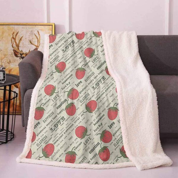 Strawberry Fleece Blanket Sherpa Blanket
