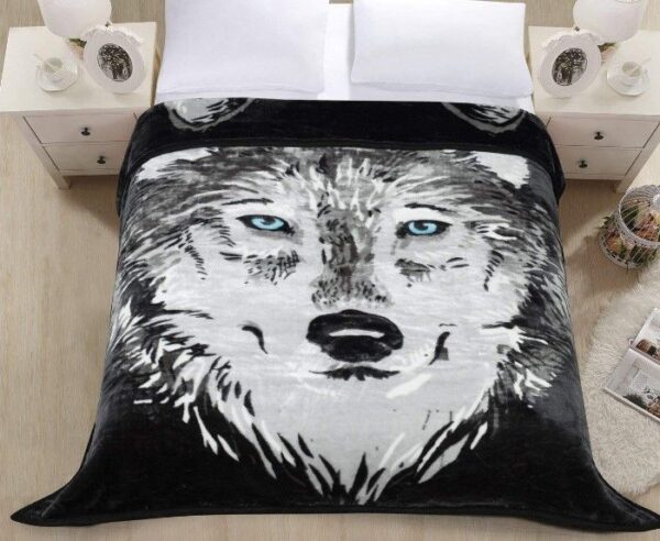 Grey Wolf Smiling Fleece Blanket Sherpa Blanket