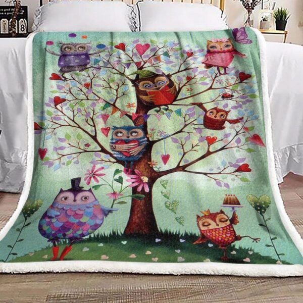 Owl Tree Fleece Blanket Sherpa Blanket