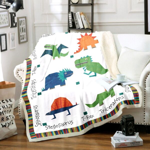 Dinosaur Fleece Blanket Sherpa Blanket