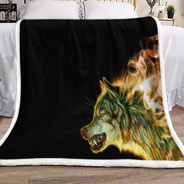 Fire Wolf Fleece Blanket Sherpa Blanket