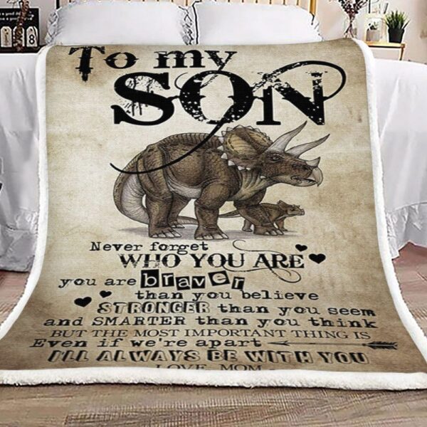 Mom To Son Dinosaur Fleece Blanket Sherpa Blanket