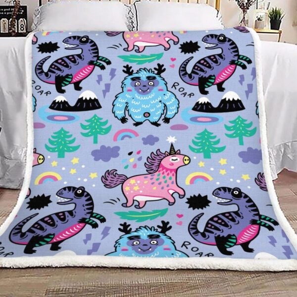 Dinosaur Unicorn Yeti Fleece Blanket Sherpa Blanket