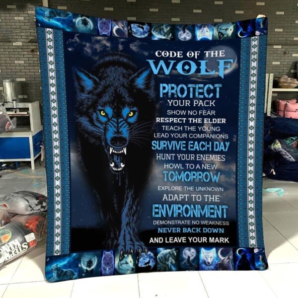 Code Of The Wolf Fleece Blanket Sherpa Blanket