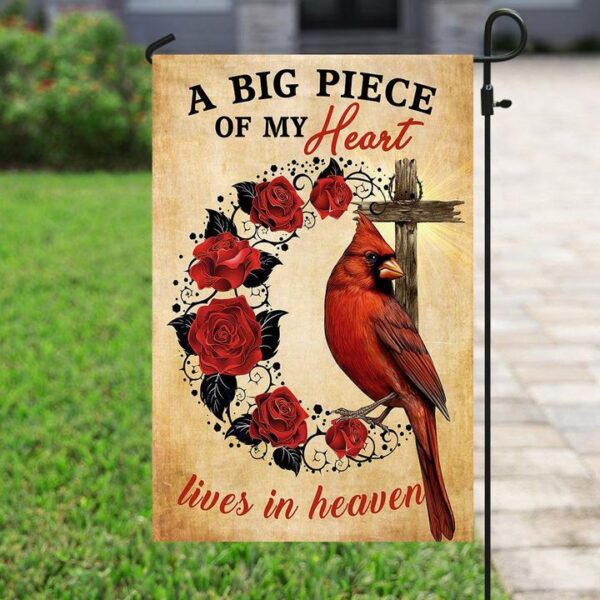 Cardinal Memorial A Big Piece Of My Heart House Flag Garden Flag