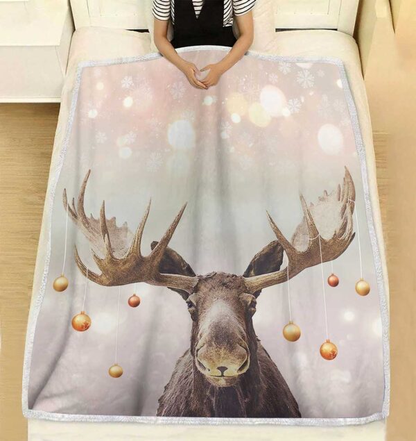 Moose Christmas Fleece Blanket Sherpa Blanket