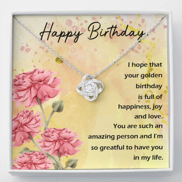 Happy Birthday "Golden" Love Knot Necklace Gift Set