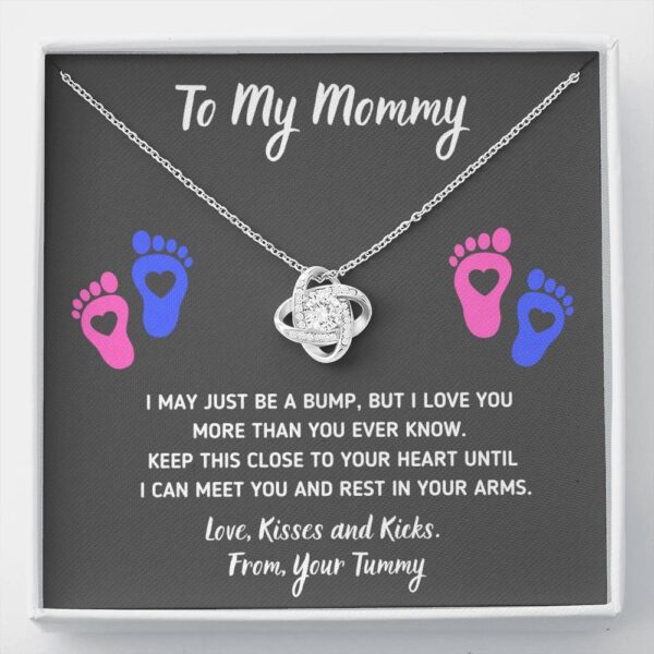 Mommy Heart-Feet Love Knot Necklace Gift Set