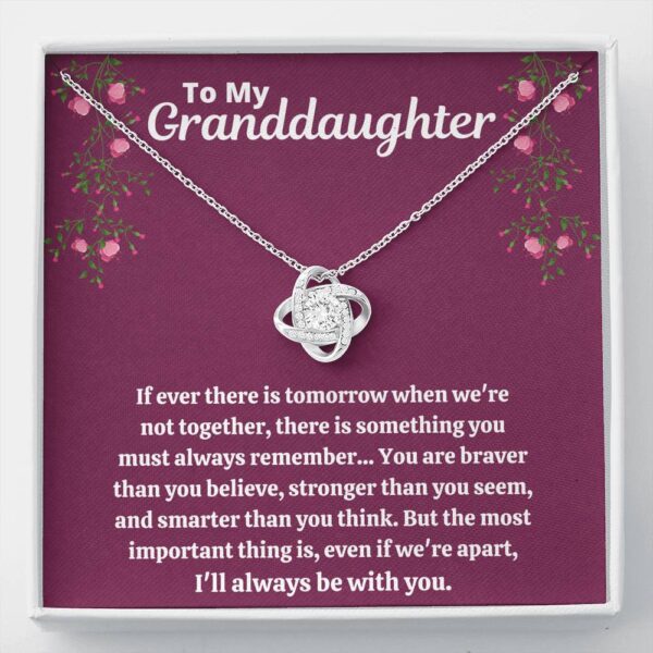 To My Granddaughter "Stronger Than You Seem - Purple" Love Knot Necklace Gift Set