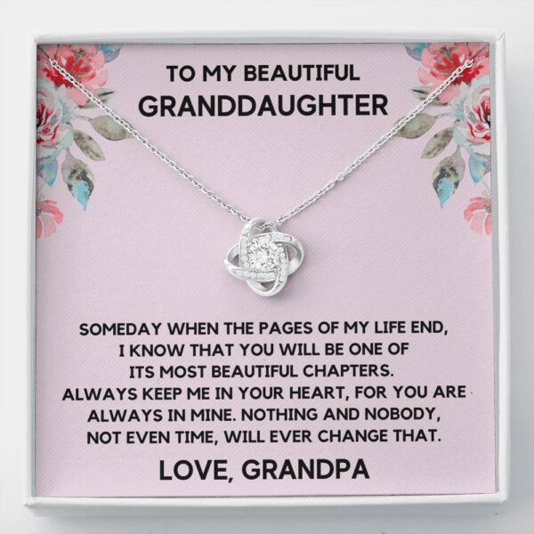 To My Beautiful Granddaughter From Grandpa Chapters Flowers Love Knot Necklace Gift Set