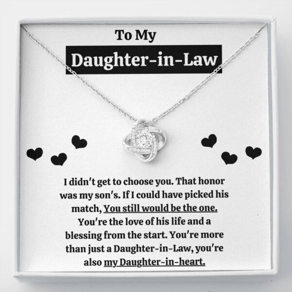 To My Daughter-In-Law "Blessing From The Start" Love Knot Necklace Gift Set