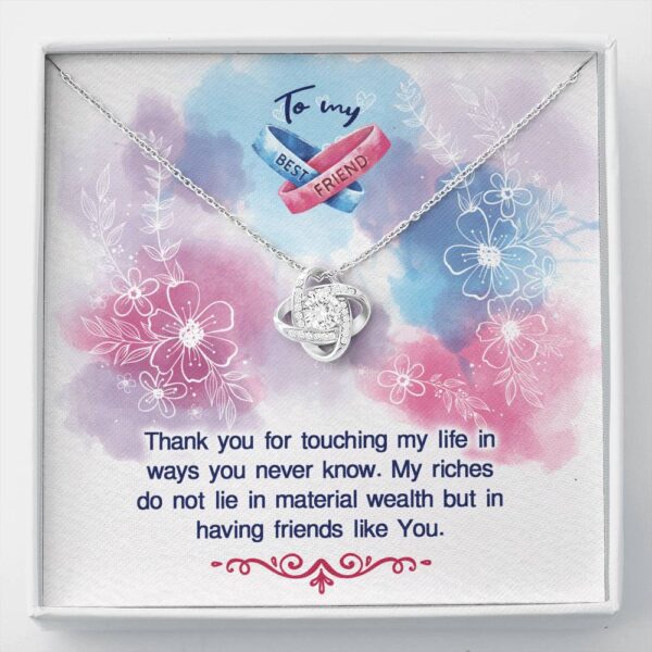 To My Best Friend "My Riches" Love Knot Necklace Anniversary Gift Set