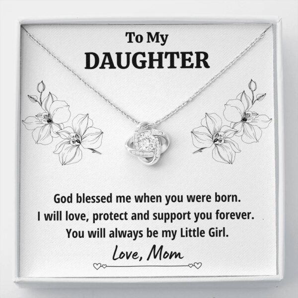 To My Daughter From Mom "Little Girl" Love Knot Necklace Gift Set