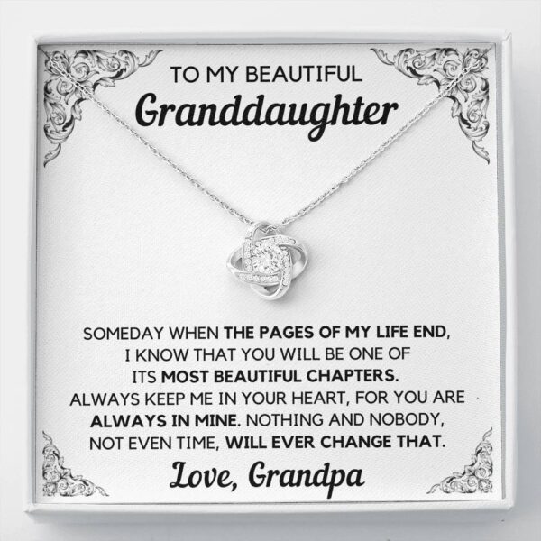 To My Beautiful Granddaughter From Grandpa Chapters Love Knot Necklace Gift Set