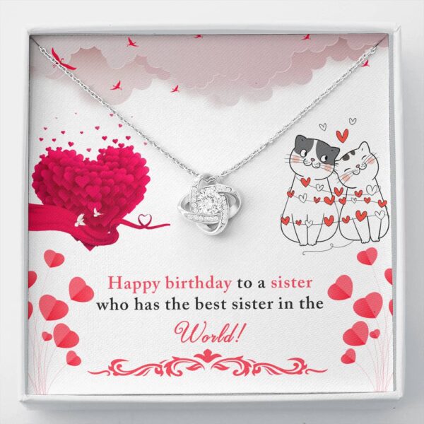 To My Sister "Best In The World" Love Knot Necklace Birthday Gift Set