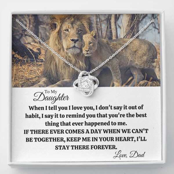 To My Daughter "Out Of Habit - Lion" Love Knot Necklace Gift Set