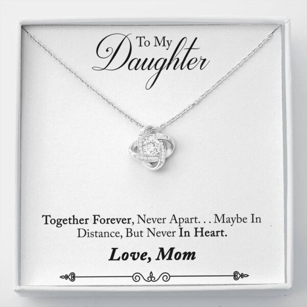 To My Daughter "Never In Heart - So" Love Knot Necklace Gift Set