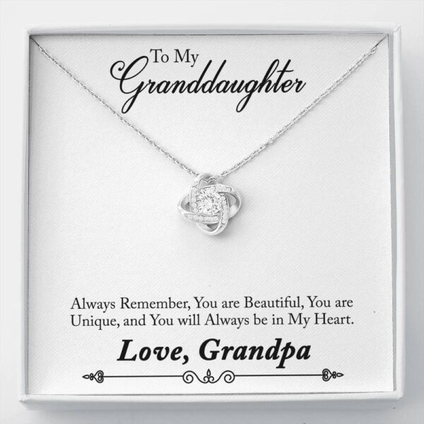 To My Granddaughter "Always Remember - So" Love Knot Necklace Gift Set