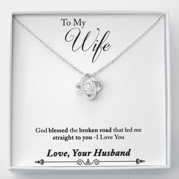 To My Wife "Broken Road - So" Love Knot Necklace Gift Set