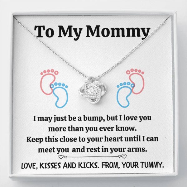 To My Mommy "Baby Feet - White" Love Knot Necklace Gift Set