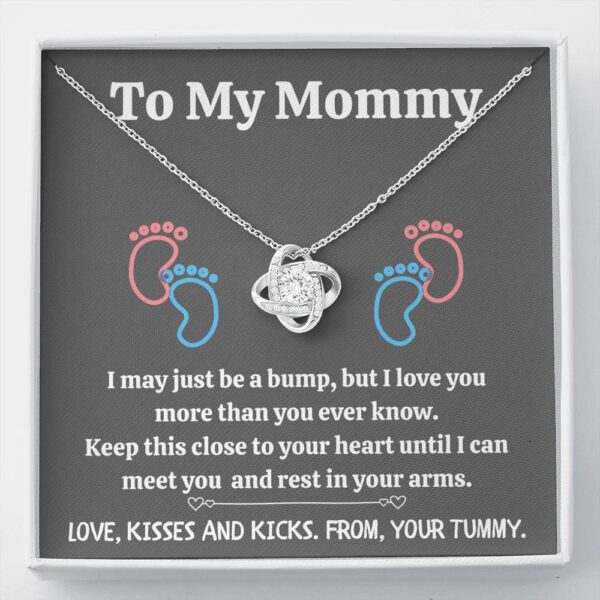 To My Mommy "Baby Feet - Gray" Love Knot Necklace Gift Set