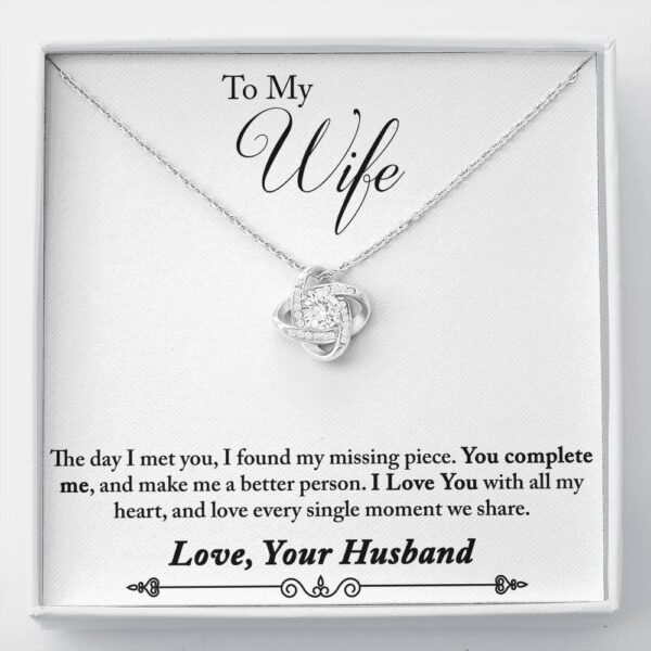 To My Wife "Missing Piece - So" Love Knot Necklace Gift Set