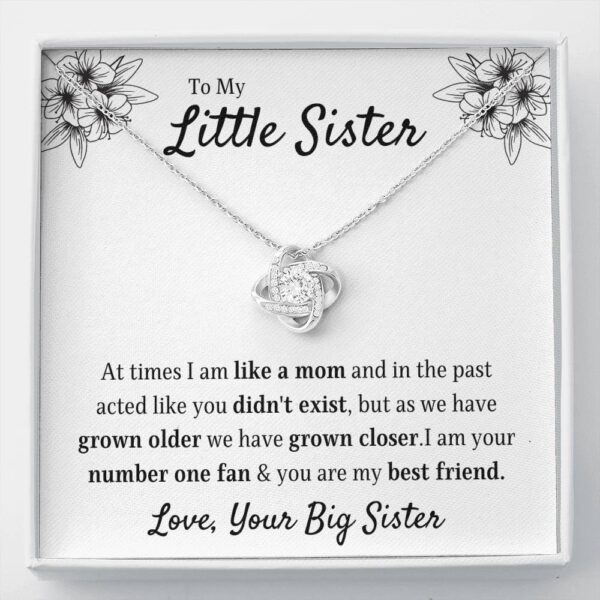 To My Little Sister "Your Fan" Love Knot Necklace Gift Set