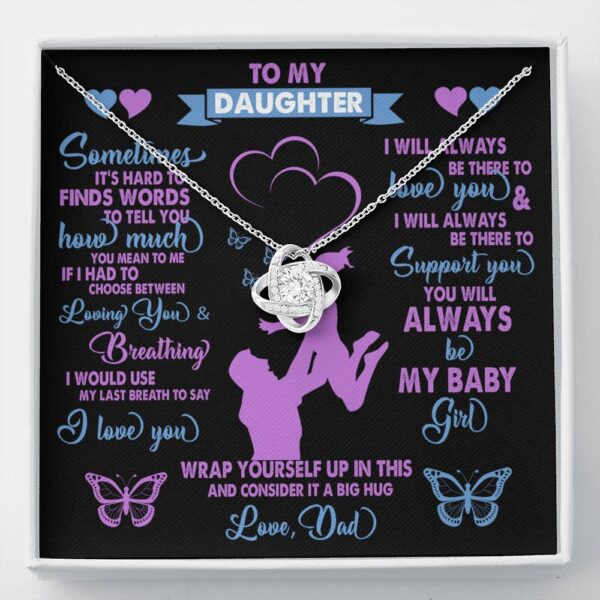 To My Daughter From Dad "Breathing" Love Knot Necklace Gift Set
