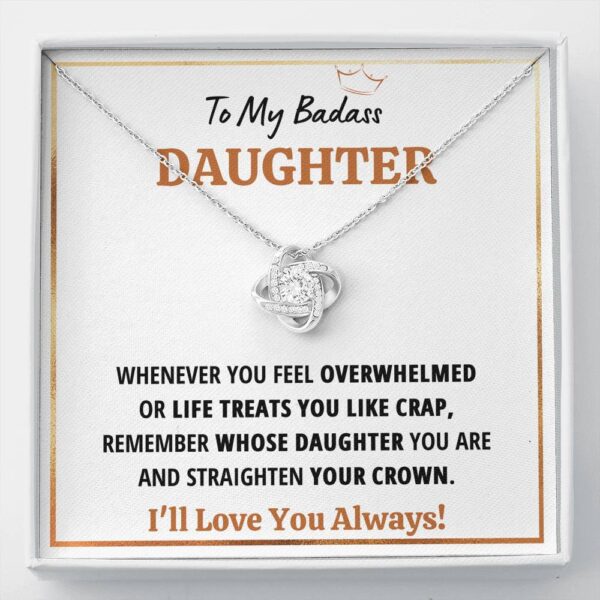 To My Badass Daughter "Crap - White" Love Knot Necklace Gift Set