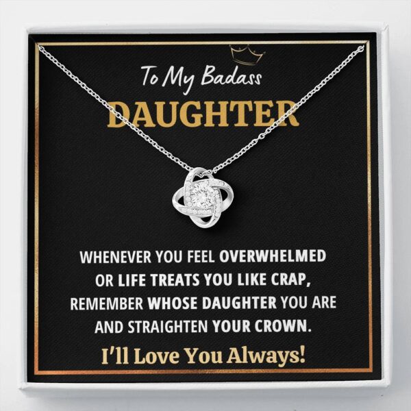To My Badass Daughter "Crap - Black" Love Knot Necklace Gift Set