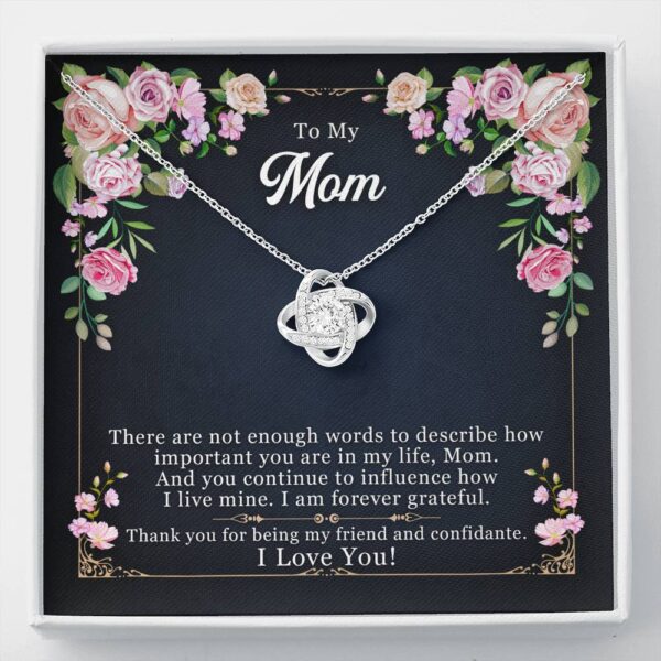 To My Mom "Enough Words-So" Love Knot Necklace Gift Set