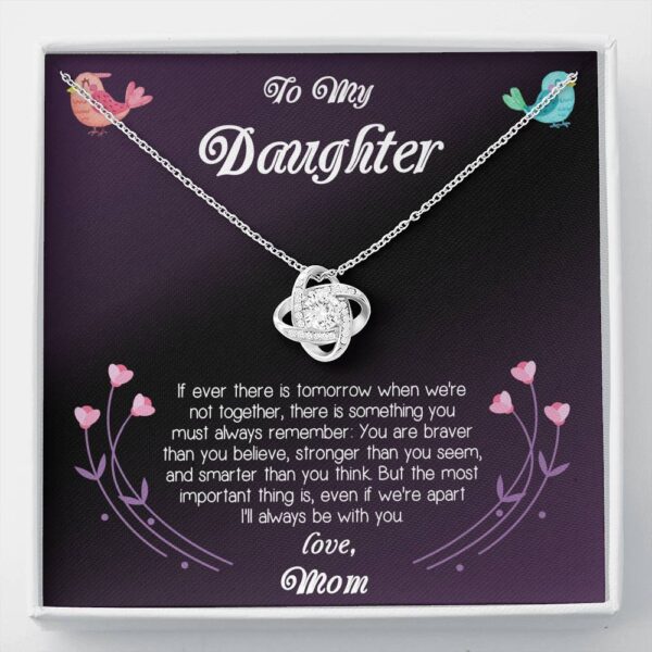 To My Daughter From Mom "Apart" Love Knot Necklace Gift Set