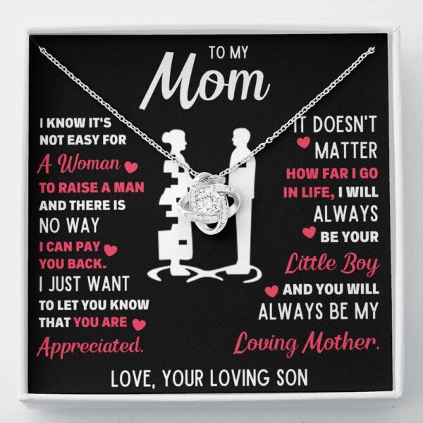 To My Mom Little Boy White Love Knot Necklace Gift Set