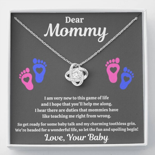 Dear Mommy "Spoiling Heart-Feet" Love Knot Necklace Gift Set