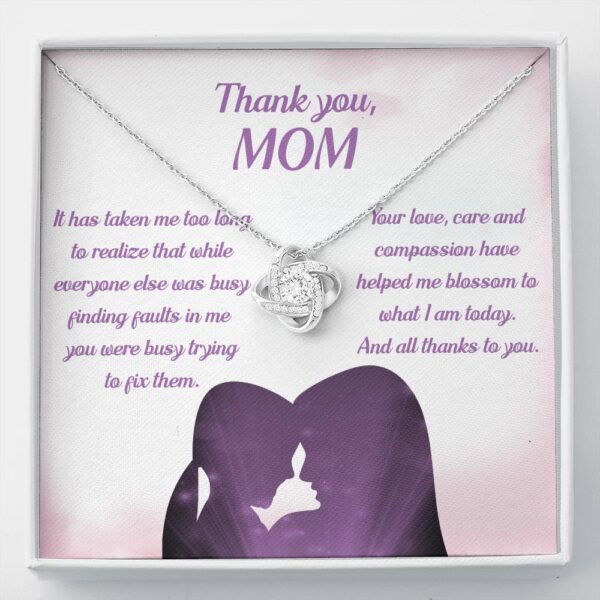 Thank You Mom "Blossom Pb" Love Knot Necklace Gift Set