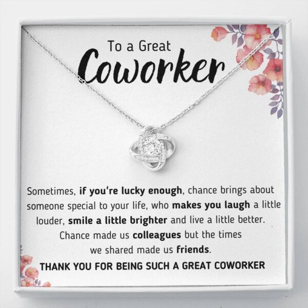 To A Great Coworker "A Little Better" Love Knot Necklace Gift Set