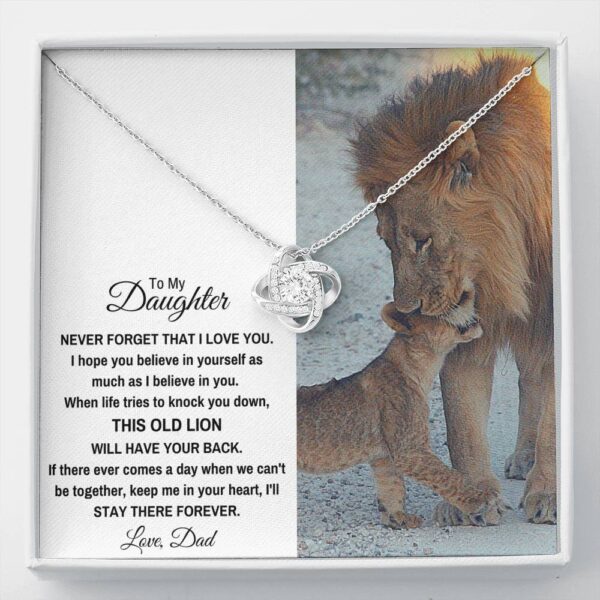 To My Daughter "This Old Lion" Love Knot Necklace Gift Set
