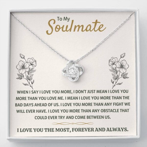 To My Soulmate "The Most - Golden" Love Knot Necklace Gift Set