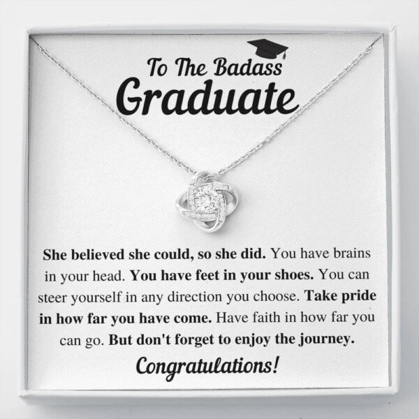 To The Badass Graduate She Did Love Knot Necklace Gift Set