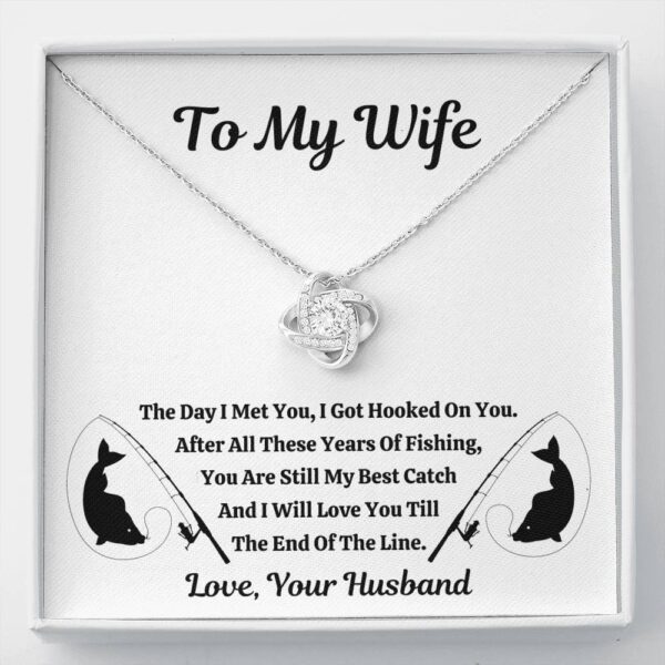To My Wife "Fishing" Love Knot Necklace Anniversary Gift Set
