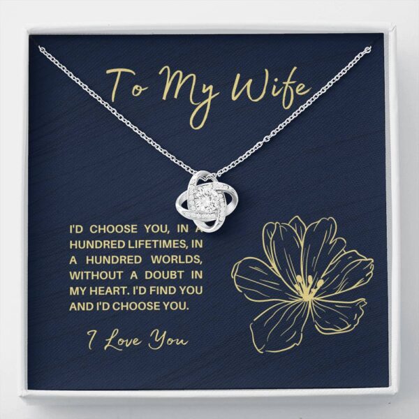 To My Wife "Hundred Lifetimes" Love Knot Necklace Gift Set