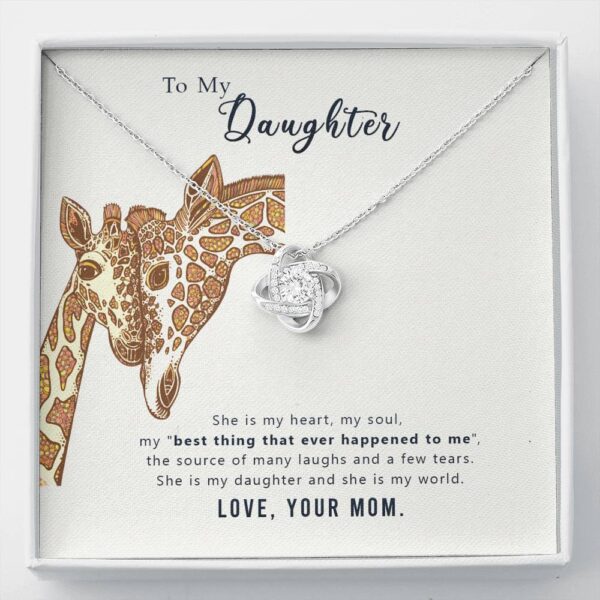 To My Daughter "My World" Love Knot Necklace Gift Set