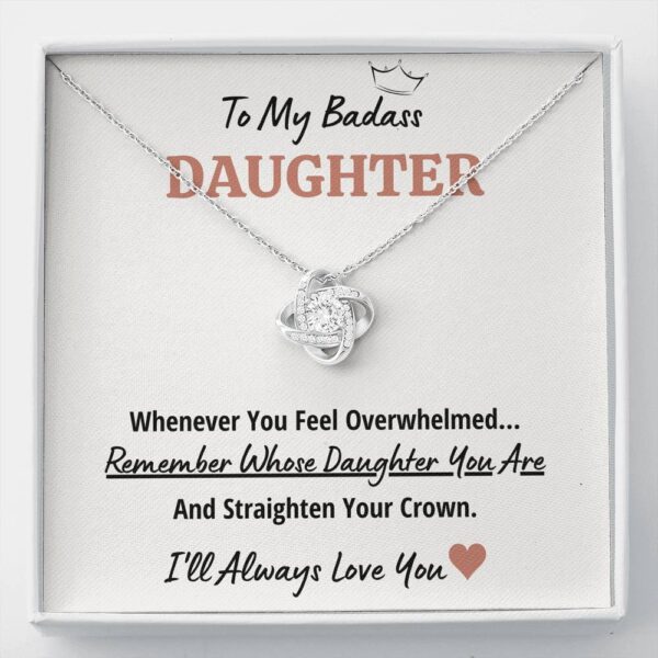 To My Badass Daughter "Crown" Love Knot Necklace Gift Set