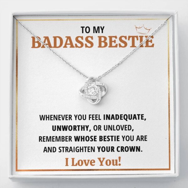 To My Badass Bestie Crown Love Knot Necklace Gift Set